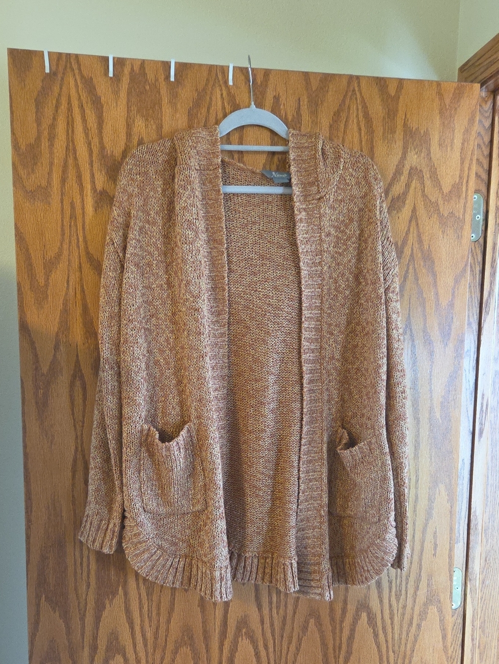 Natural Reflections Open-Front Pocket Cardigan - Rust Brown